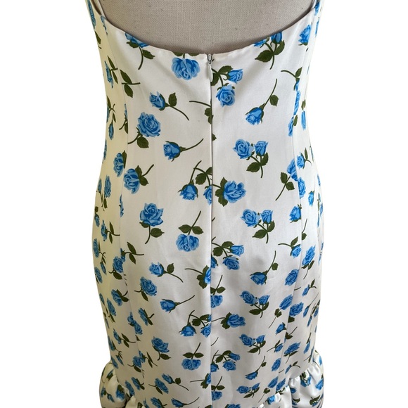 Michael Kors COLLECTION White with Blue Floral Tank Flounce Dress 6 NEW - Picture 6 of 11
